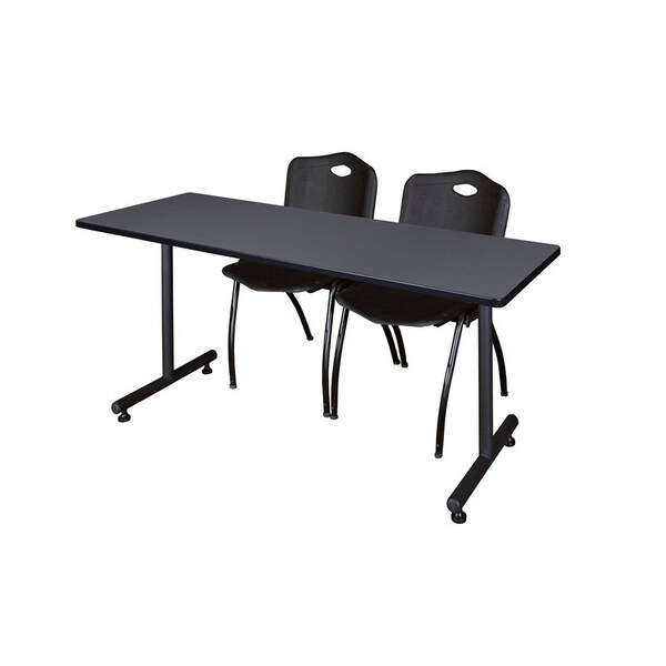 Kobe Rectangle Kobe Trng Table, w/2M Stack Chairs, 66x30", 66" W, 29" H, Laminate Top, Gray MKTRCT6630GY47BK - main